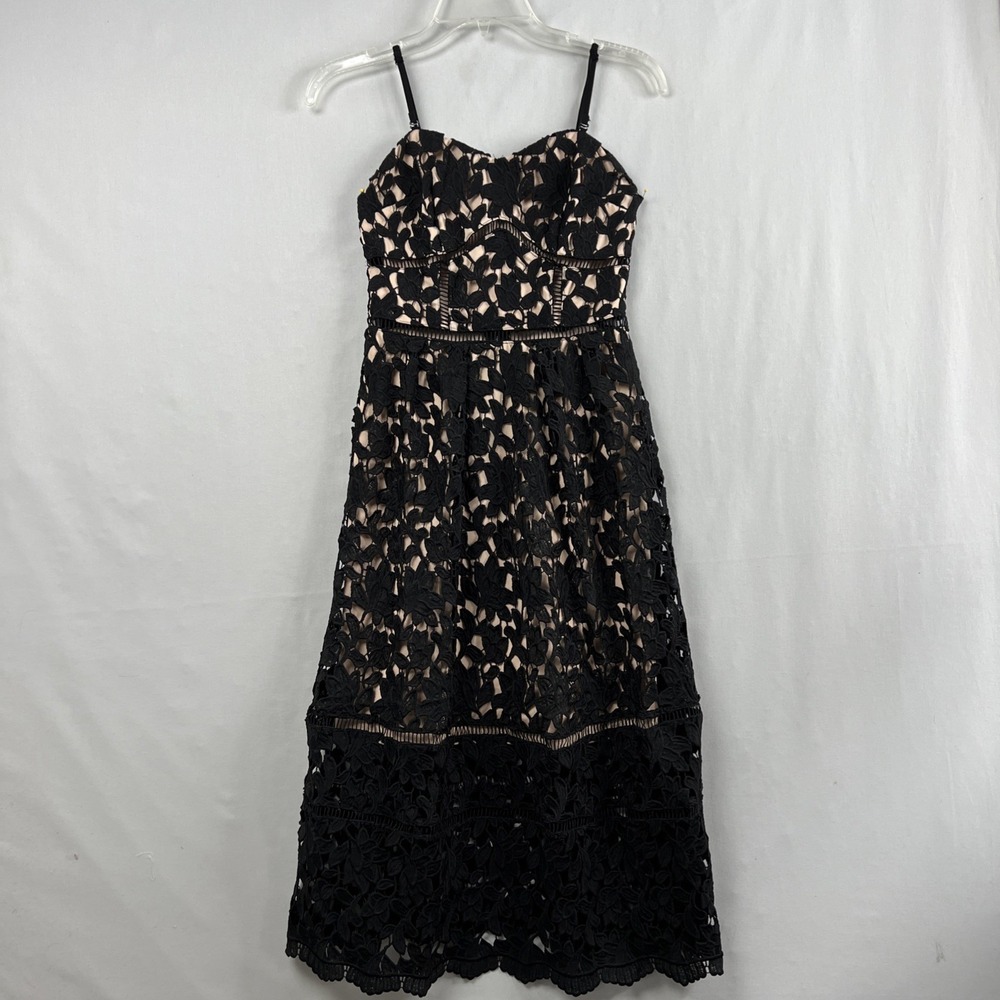 Suzy Shier Dress Womens size XS Floral Crochet Lace Midi Sleeveless